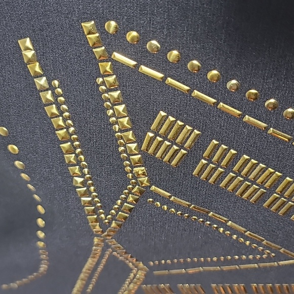 ARDEN B Vintage Gold Studded Black Mini Dress Size Small - Picture 9 of 16